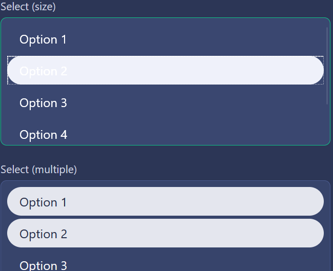 Currently selected select Elements in Dark Theme have very low contrast ...