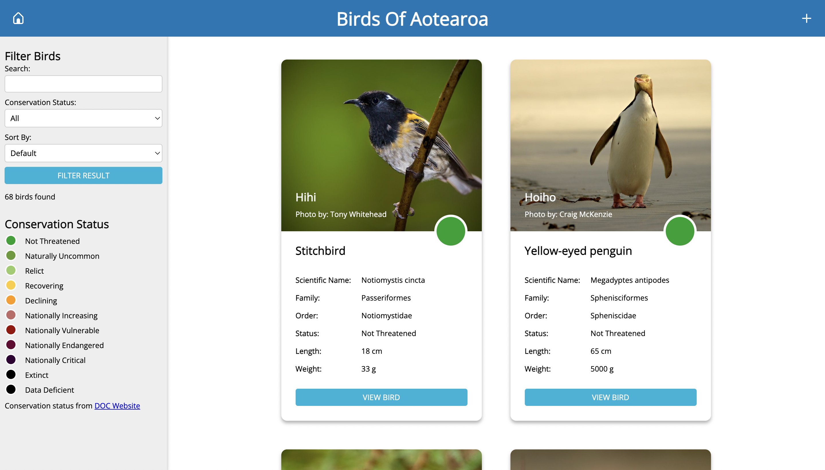 GitHub - hongyuhuang/Birds-of-Aotearoa-Full-Stack: Multi-page web ...