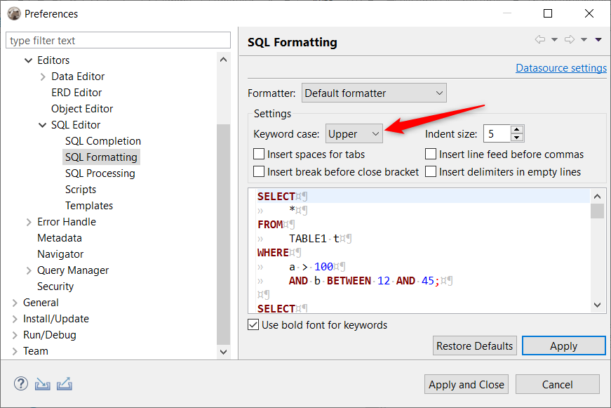 SQL Completion 'Convert keyword case' unchecked is not honoured ...