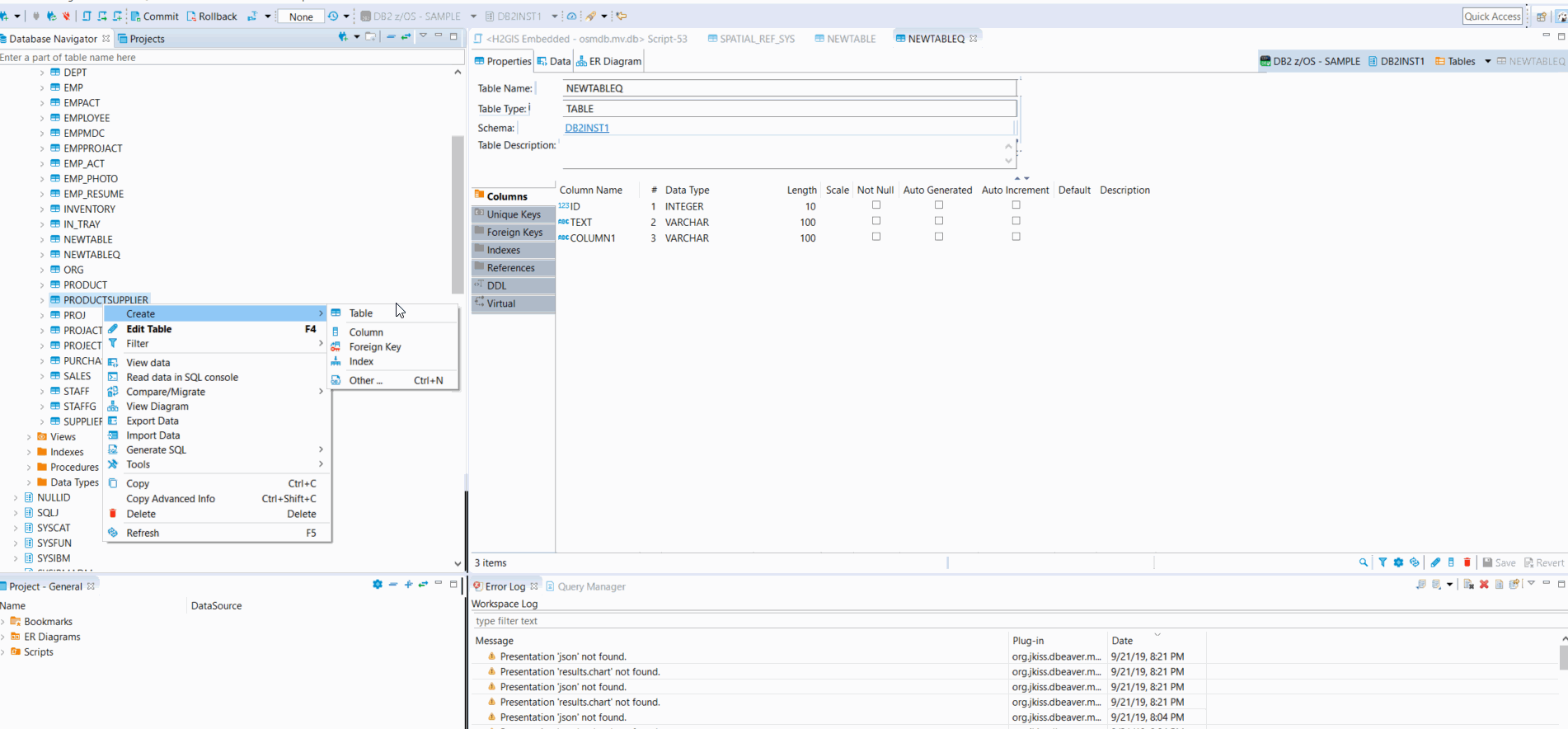 DB2 table name field remains editable after creation · Issue 6785
