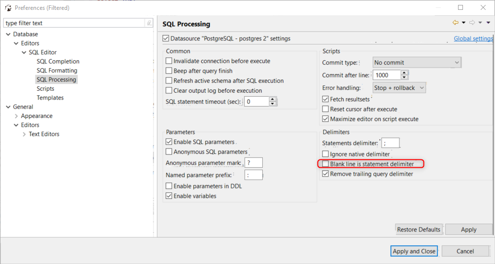 Query editor - SQL Assist does not work if query includes blank line ...
