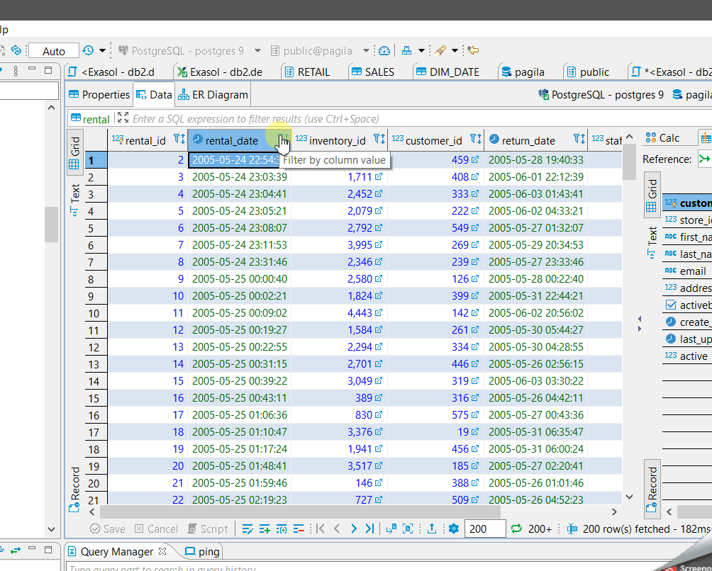 Column filter works incorrectly with date type · Issue 8225 · dbeaver
