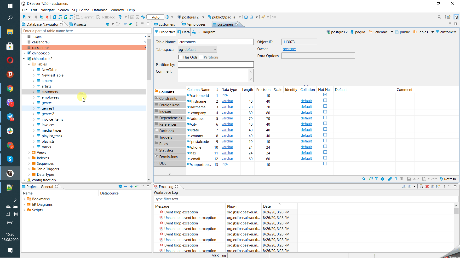 Existing columns are mentioned as new when trying to import db to db ...
