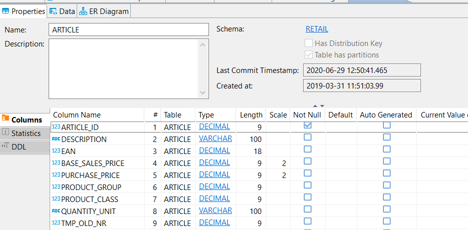 [Exasol] Simple view: Columns are not displayed in table properties tab ...