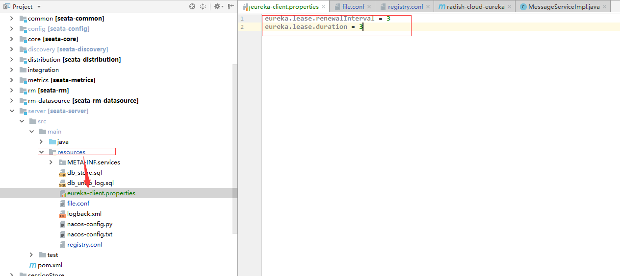 In the Seata 0.8.0 TC cluster configuration, many Eureka personalized ...