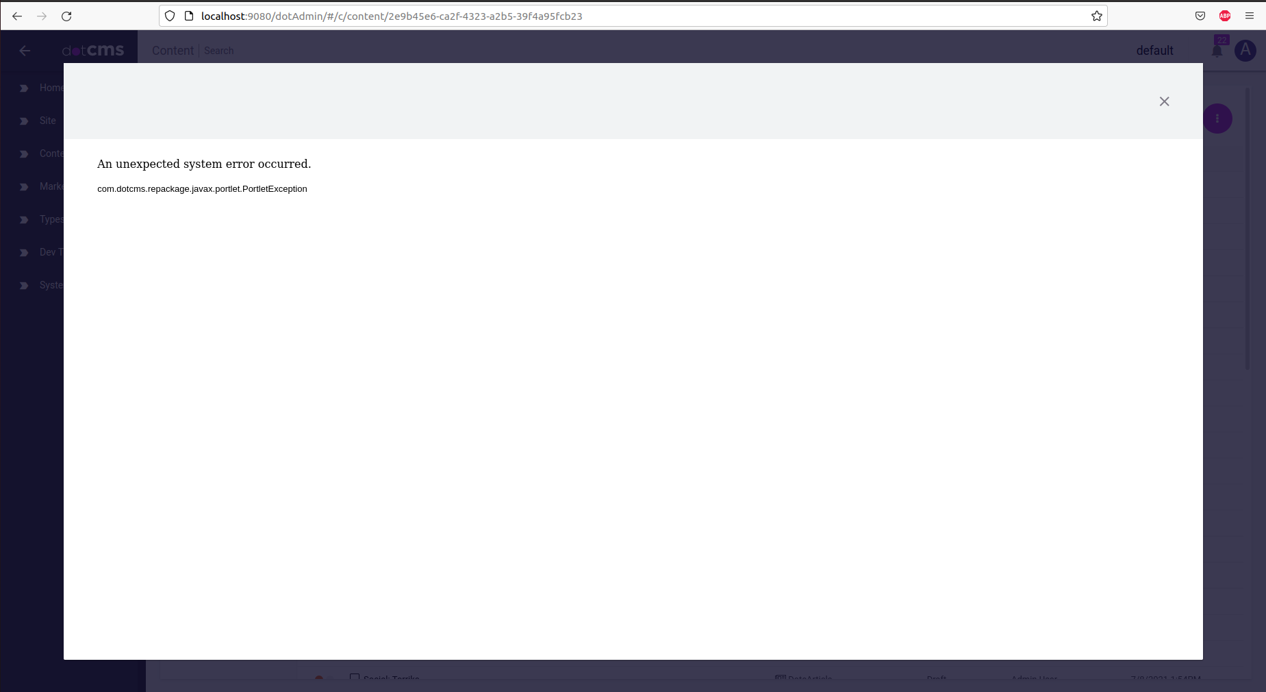 [BUG] Portlet Exception in admin console after updating a key/value ...