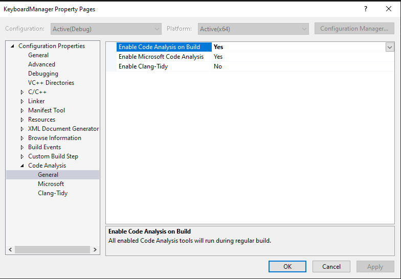 Enable code analysis on Keyboard Manager · Issue #4453 · microsoft ...