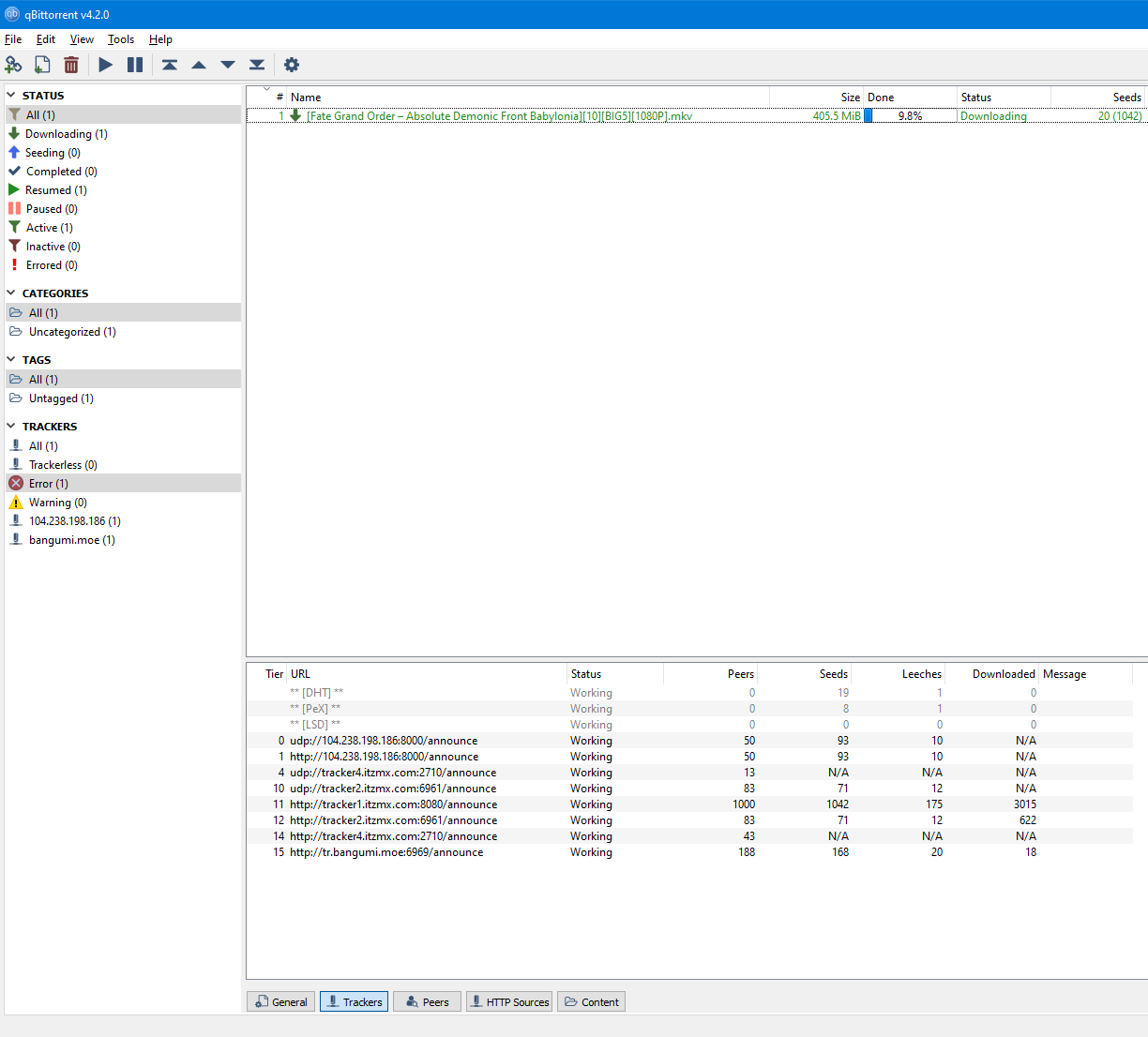 Trackers will always has "Error(1)" · Issue 11619 · qbittorrent