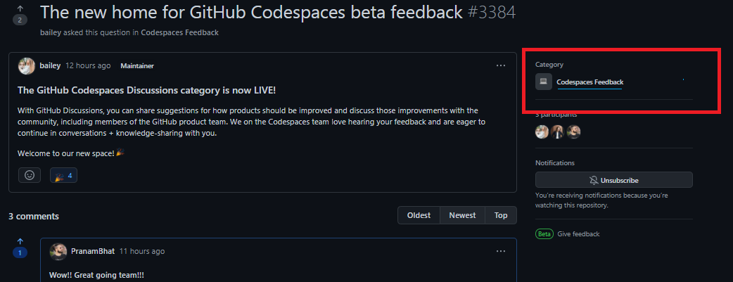 The new home for GitHub Codespaces beta feedback · community ...