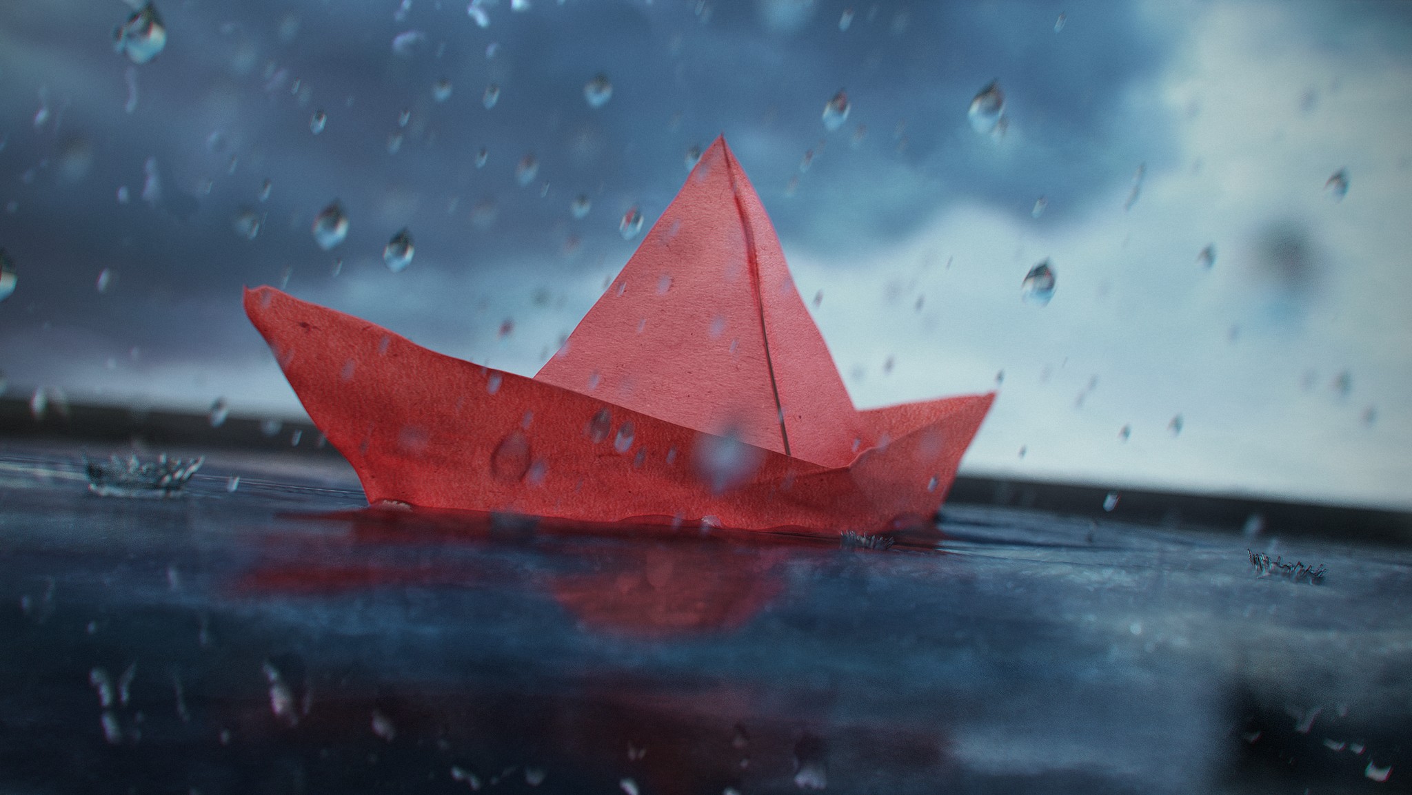 Red Paper Boat by Giuseppe Lucido