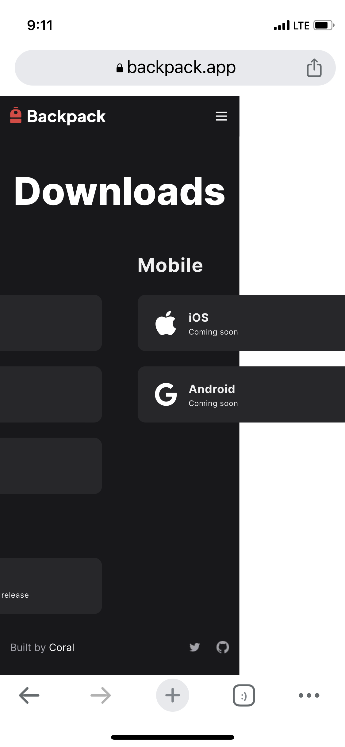 Mobile view for backpack.app/downloads · Issue 3958 · coralxyz