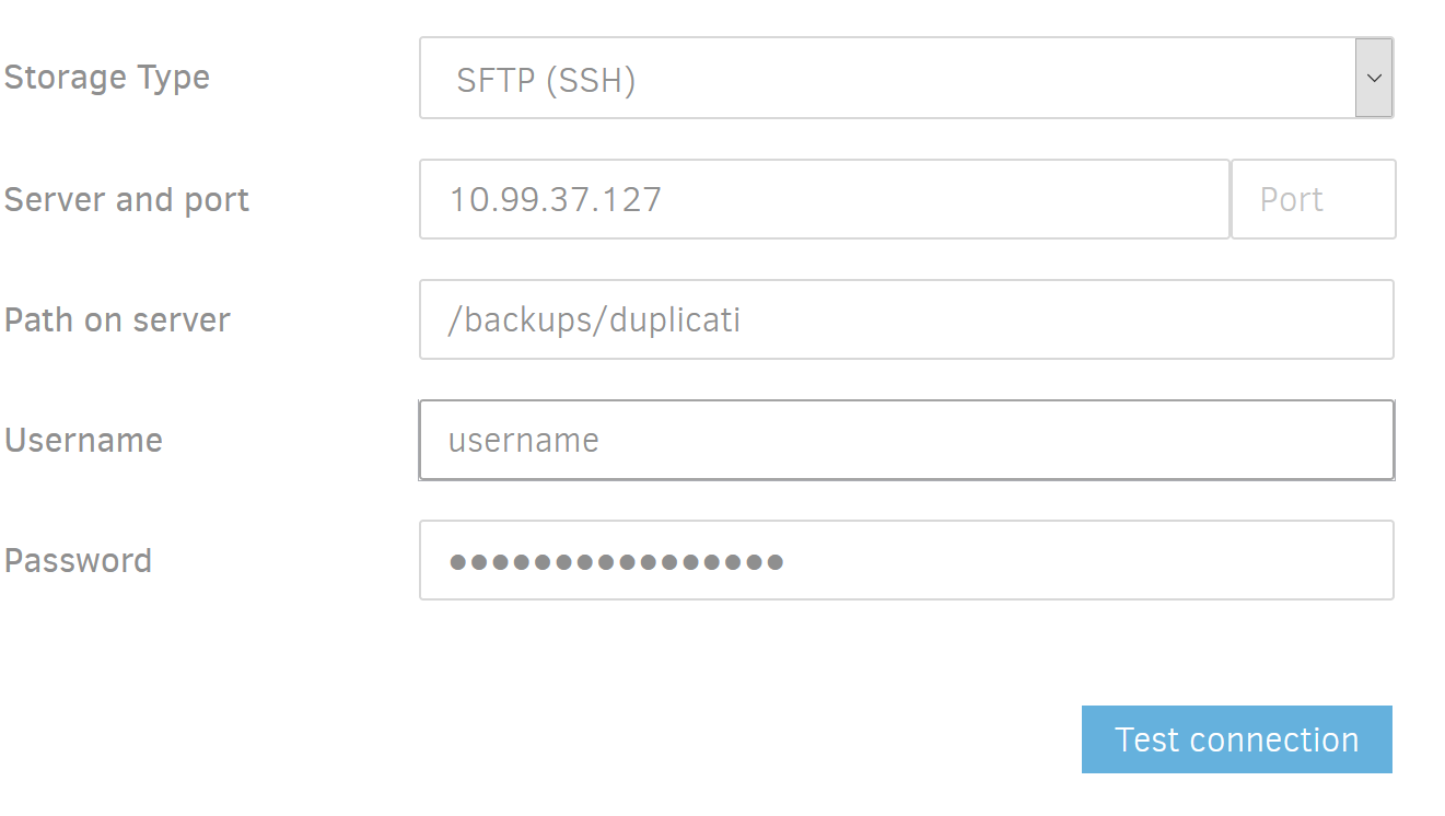 SFTP Backup > Test Connection > Failed to connect Internal Server Error · Issue 4340