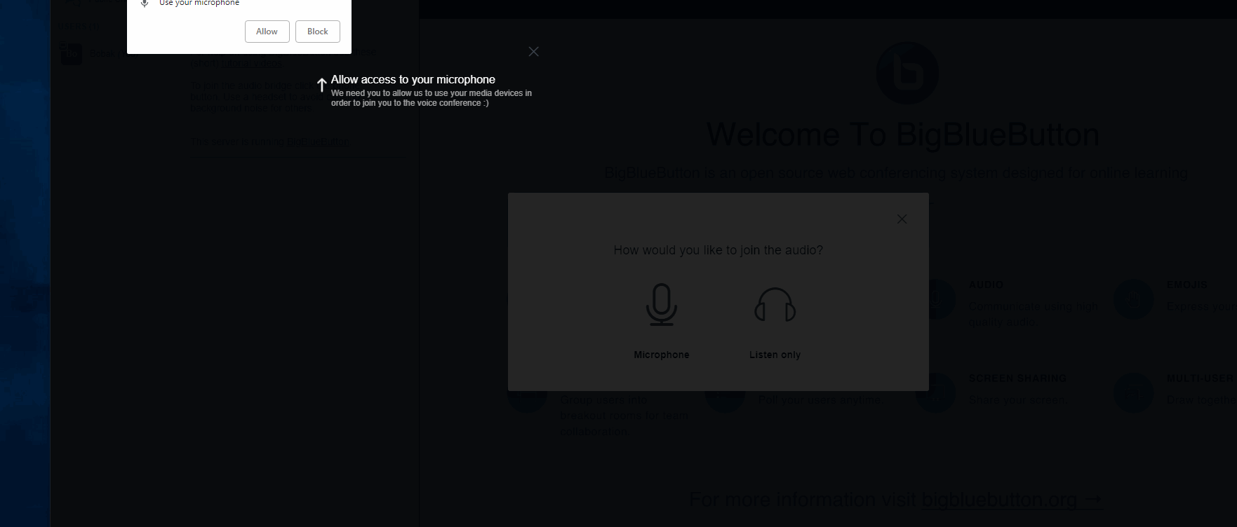 Improve location of hint for mic/cam permission granting · Issue #6836 ...