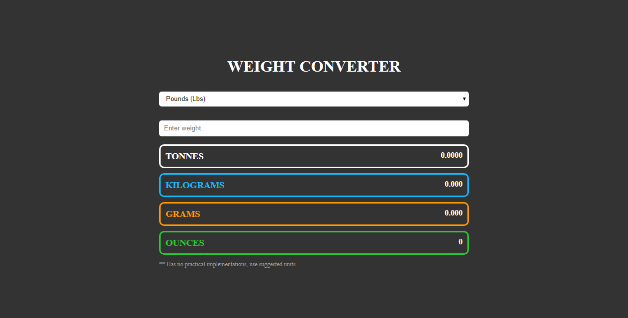 GitHub - dmkibuka/Weight-Converter: Converts Pounds, Kilograms, Grams ...