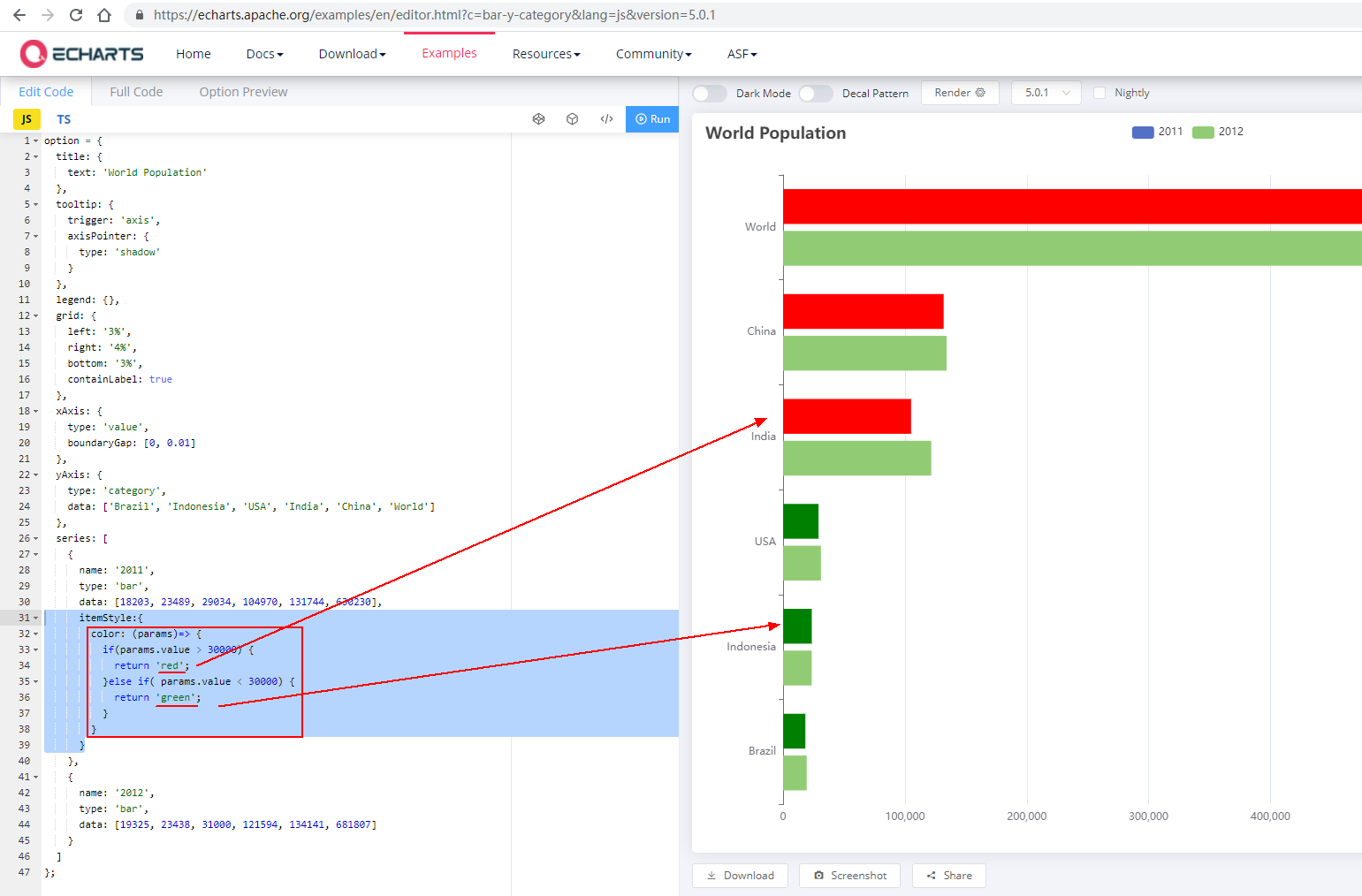 Please add support for configuring color property by function for all