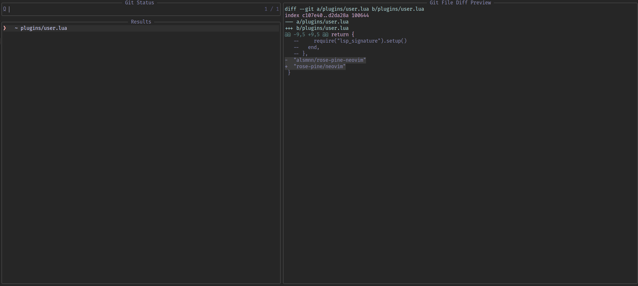 bug wrong colors in telescope git file diff preview · Issue 156