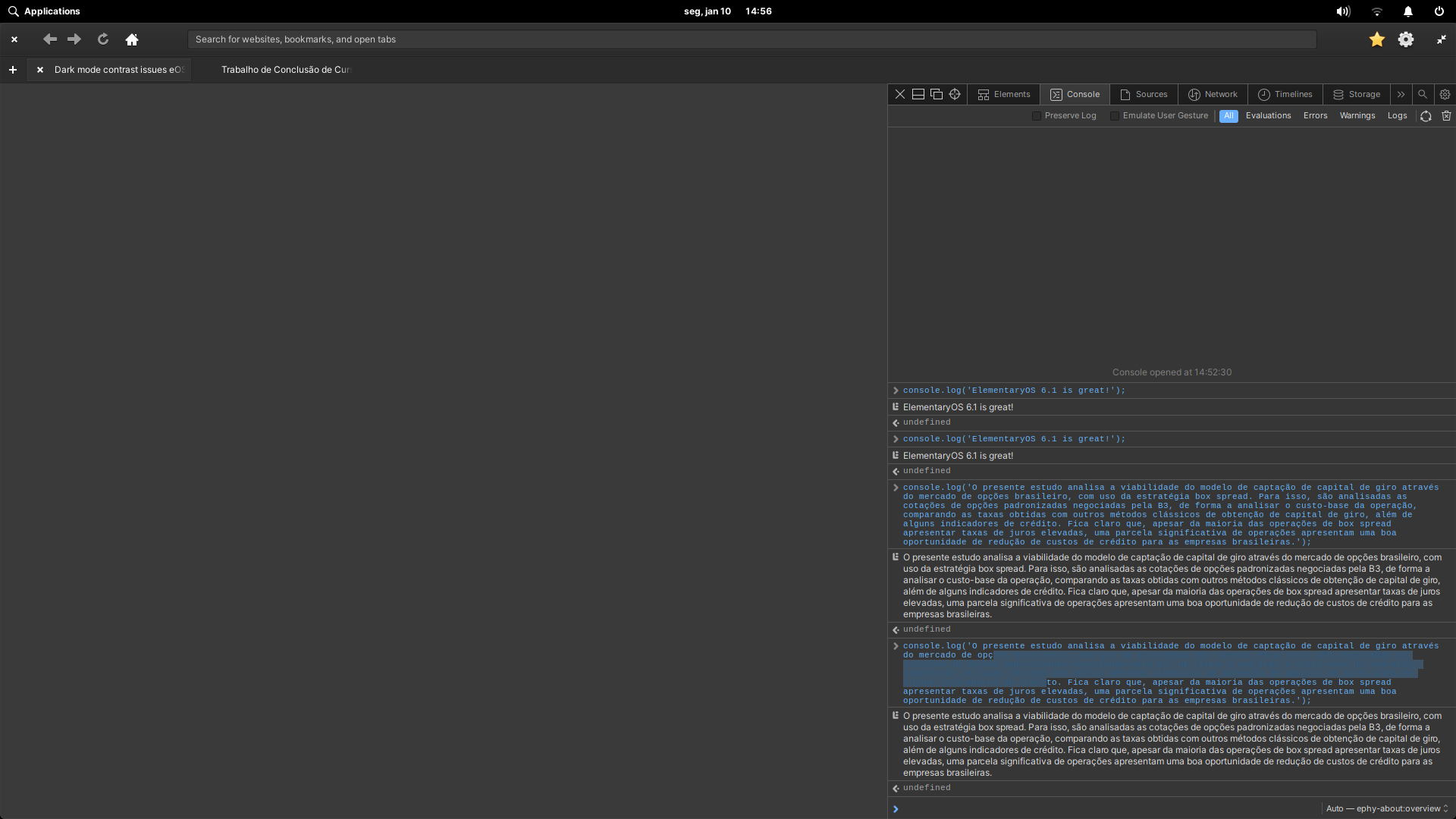 console-output-selection-dark-mode-poor-contrast