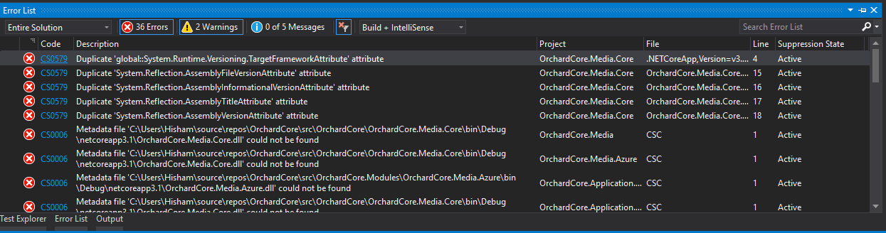 Unable to compile OC source · Issue #7928 · OrchardCMS/OrchardCore · GitHub