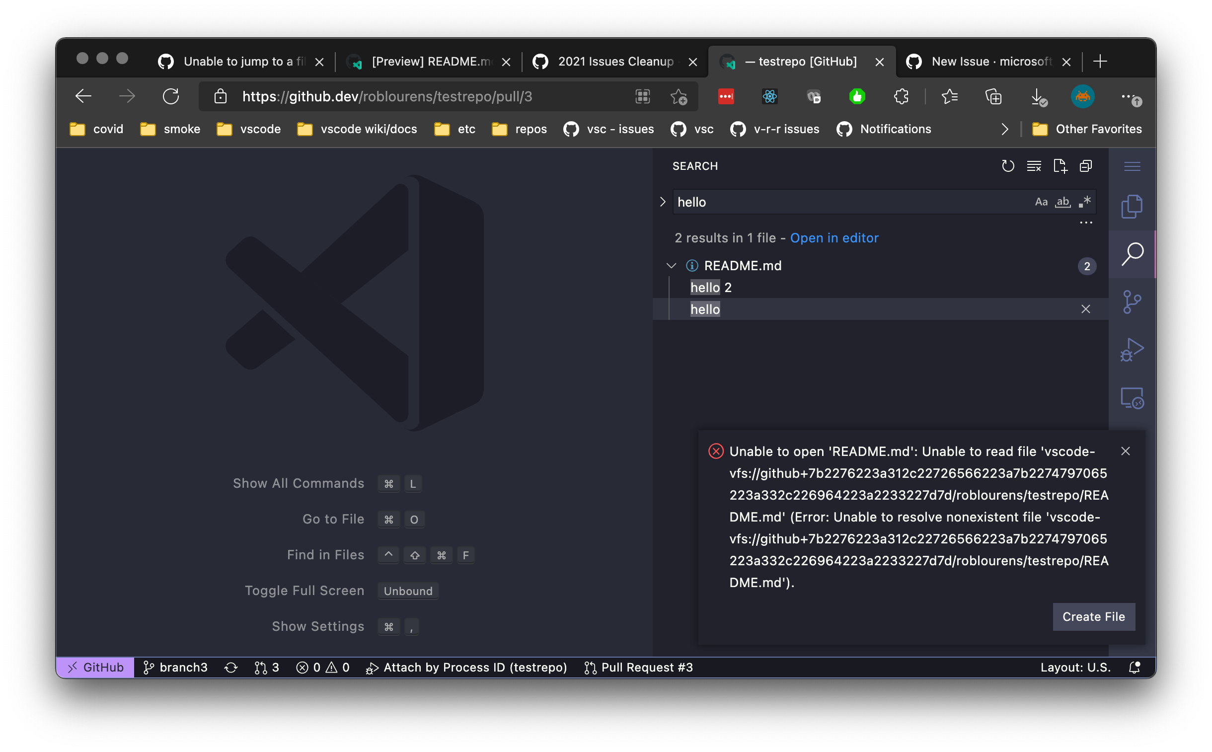 Searching in a PR finds results in deleted files · Issue #65 ...