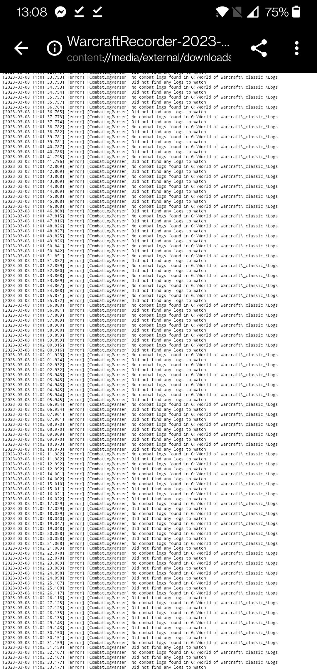 Log spam if wow log dir empty · Issue #337 · aza547/wow-recorder · GitHub