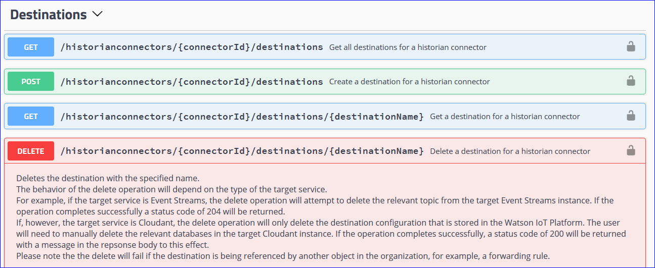 del Connector.destinations[destination.name] throws ApiException