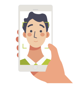 Illustration instructs the user to center his face on a selfie