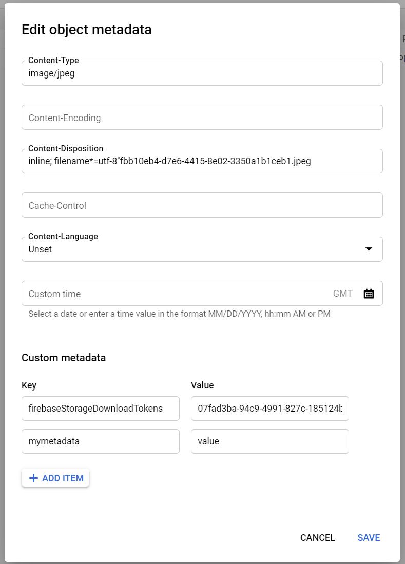 🐛 [Firebase Storage] Unable to load metadata from files with custom