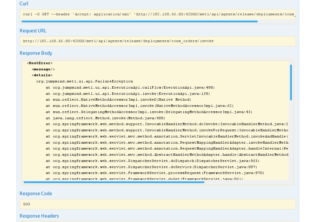 Metl REST API - does not return flow execution result on flow error · Issue  #804 · JumpMind/metl · GitHub