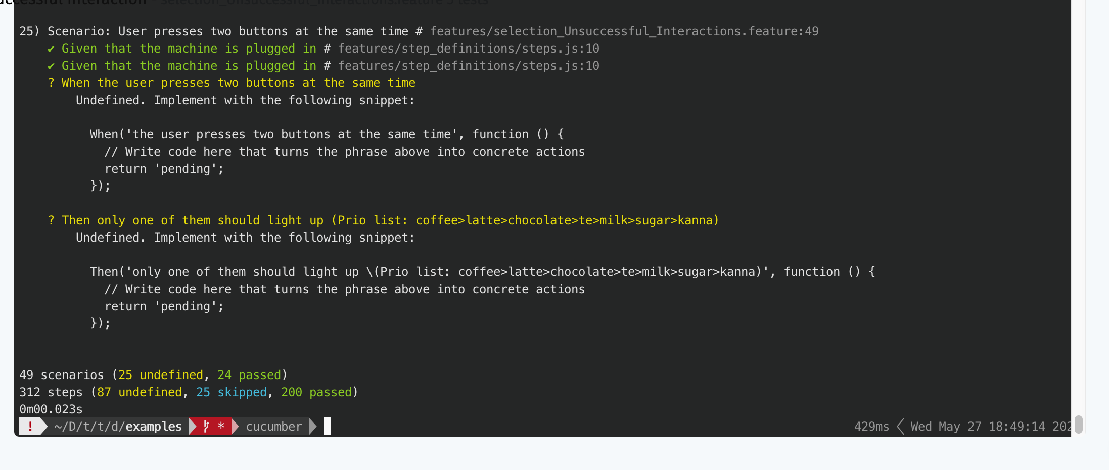 unable to execute cucumber.js demo project, reporting is not working