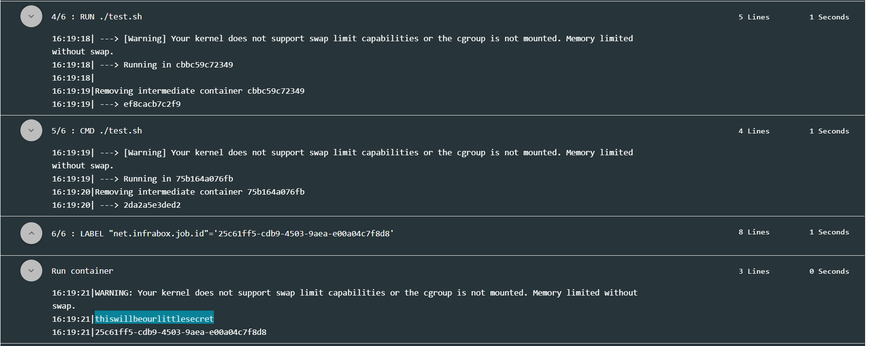 Cannot access secret in RUN commands · Issue #346 · SAP/InfraBox · GitHub