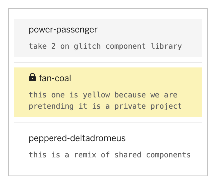 original search results list