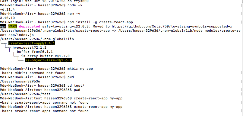 having problem with creating react app using Mac · Issue #3298 ...