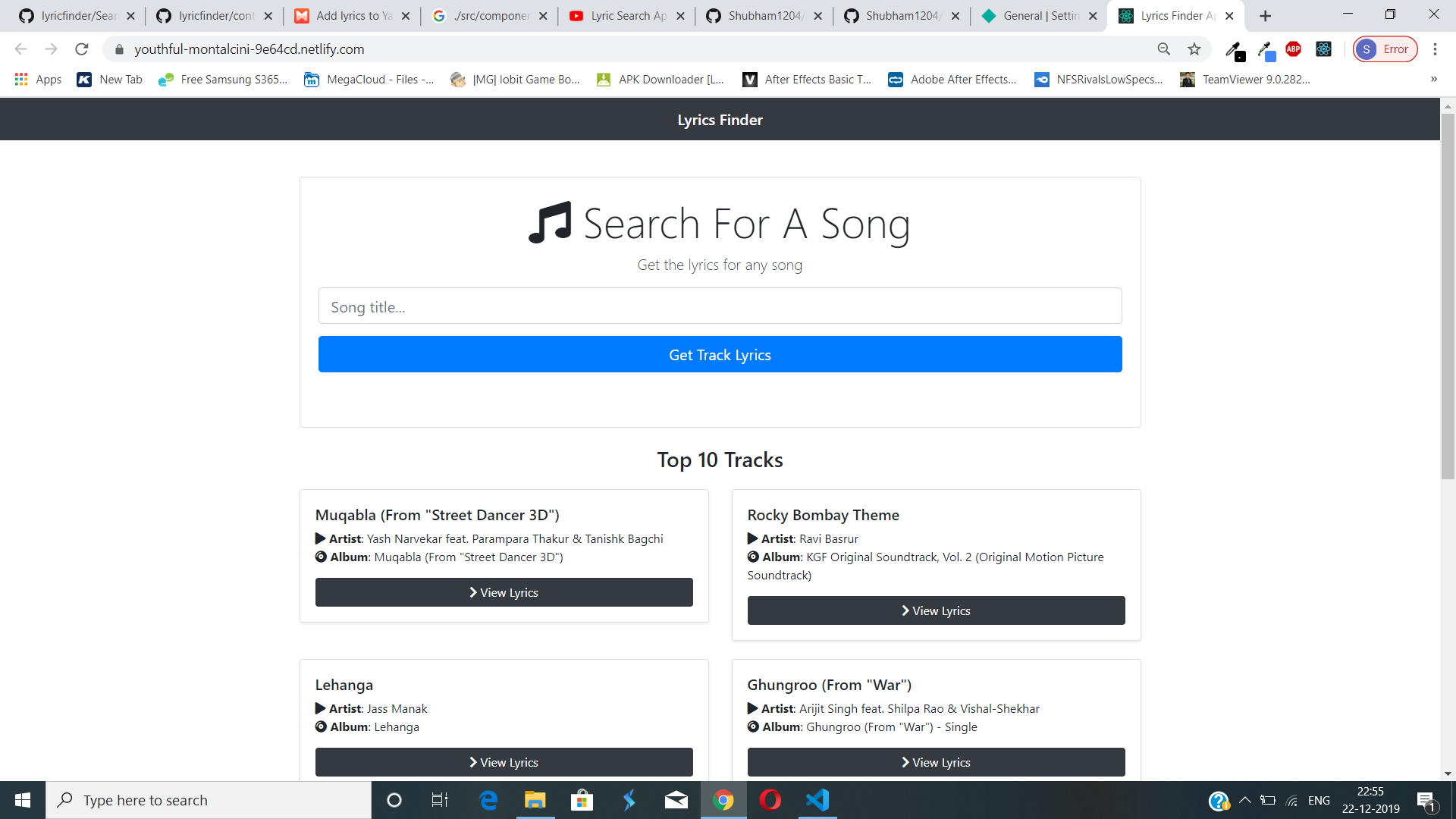 GitHub - Shubham1204/lyrics-finder: This is a lyrics track finder using ...