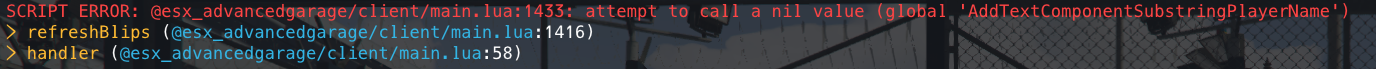 Error · Issue #77 · HumanTree92/esx_advancedgarage · GitHub