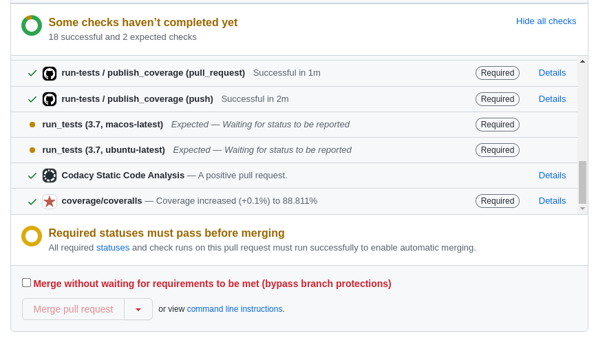 Unsupported tests still required but not running through github actions ...