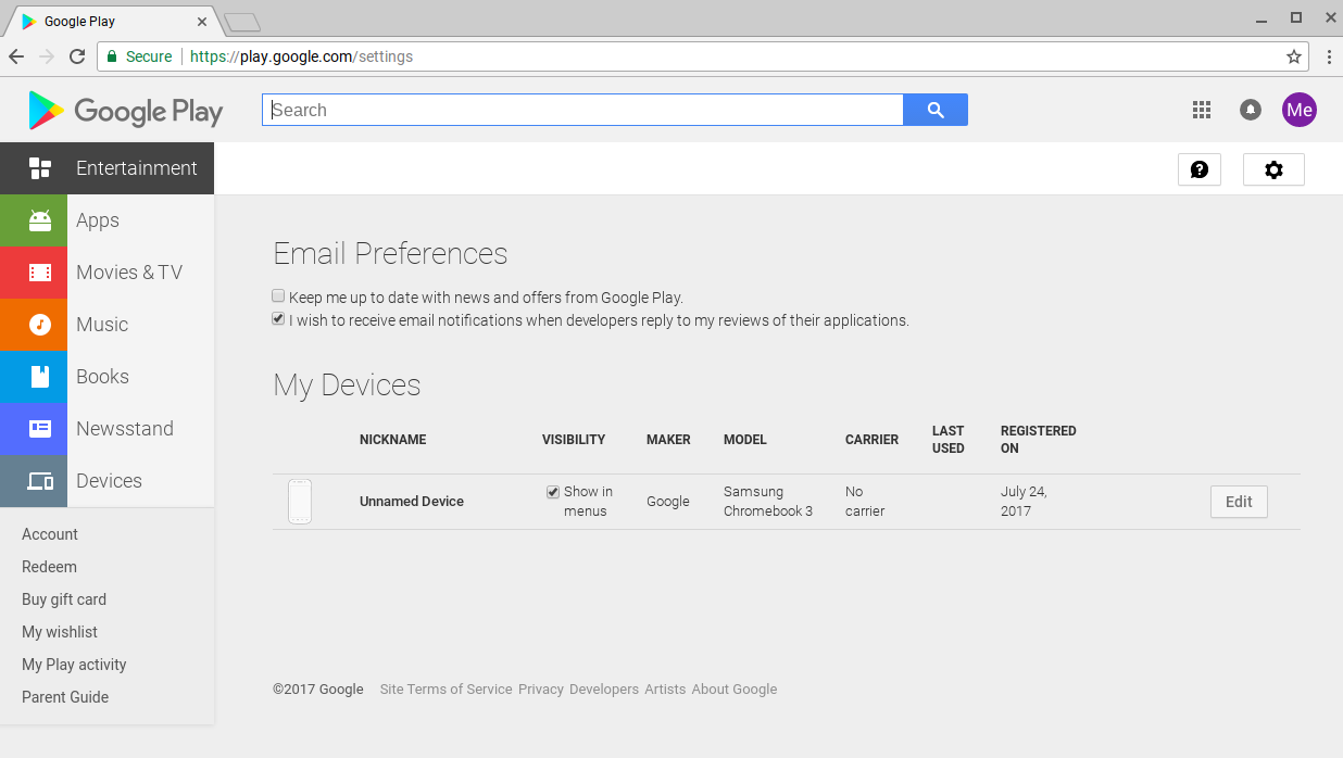 access google chrome book video player settings