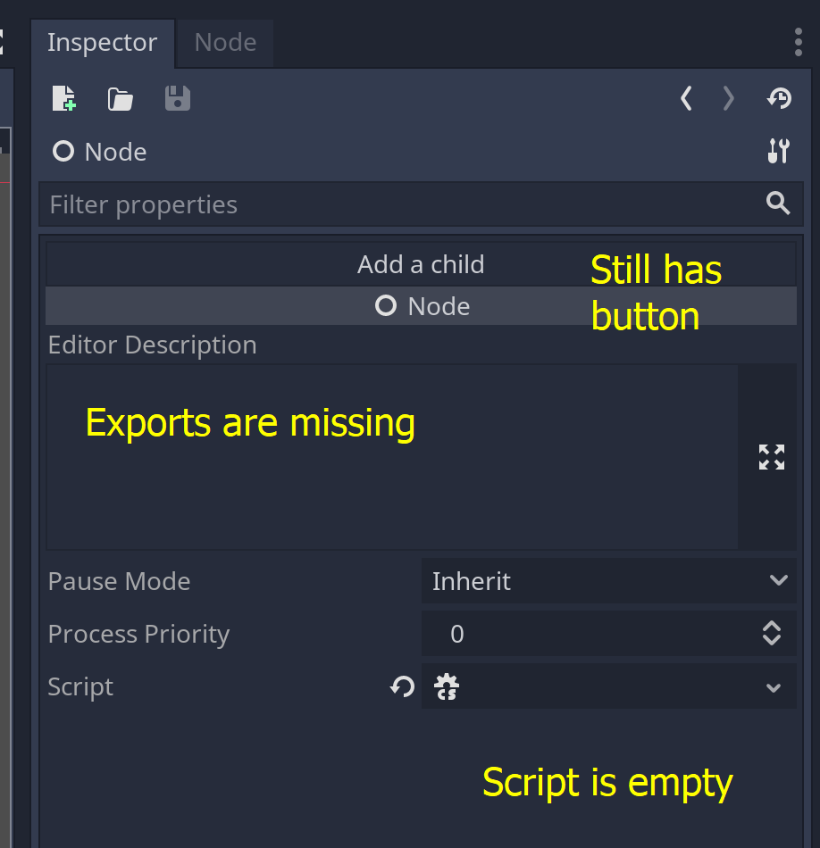Using `new` to create a node does not properly set its C# script ...