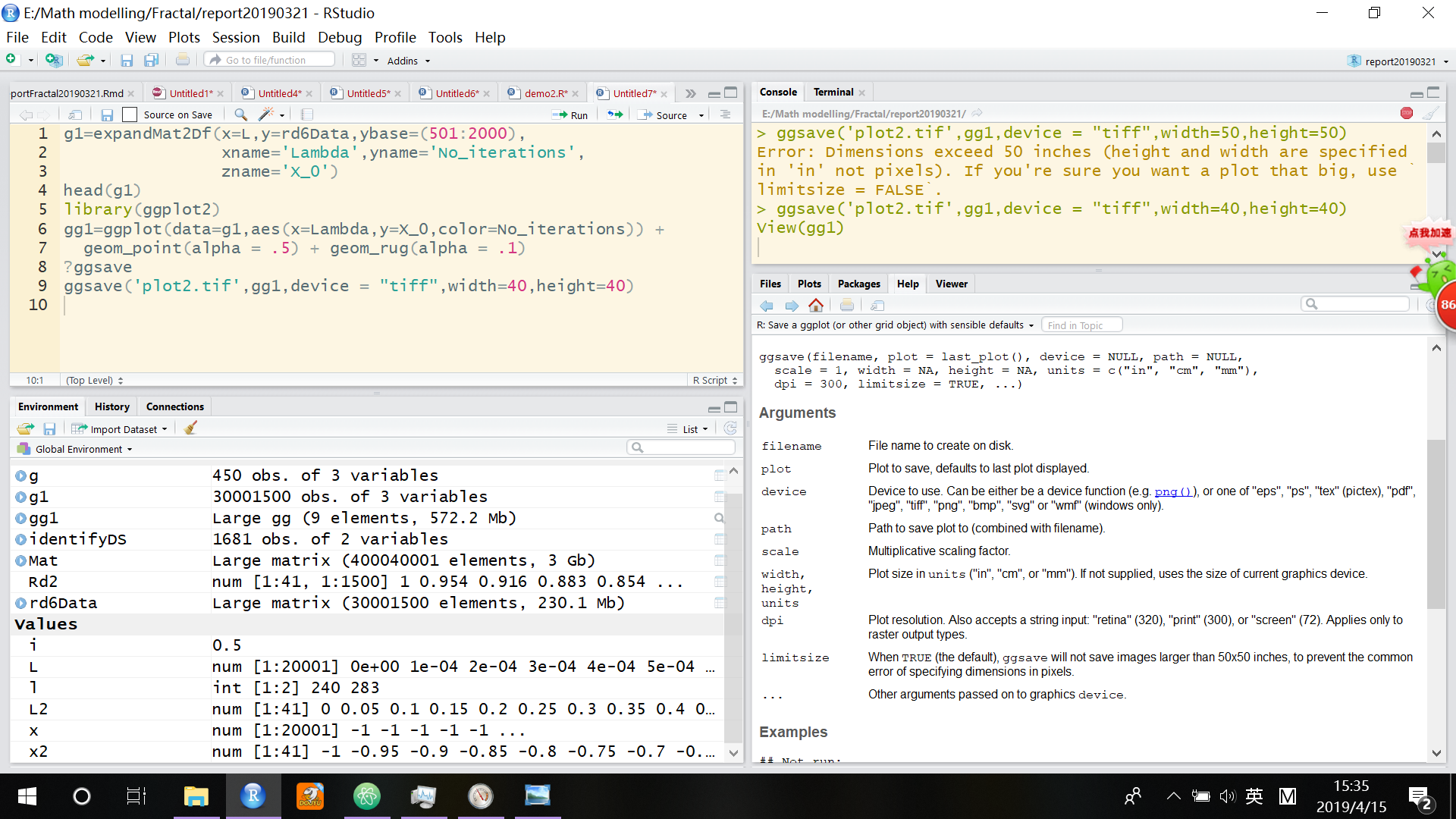 Using too much memory,(and not returning) with large gg objects ...
