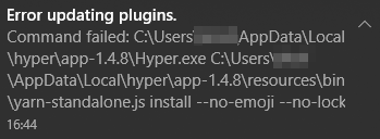 Error message on hyper start · Issue #2487 · vercel/hyper · GitHub