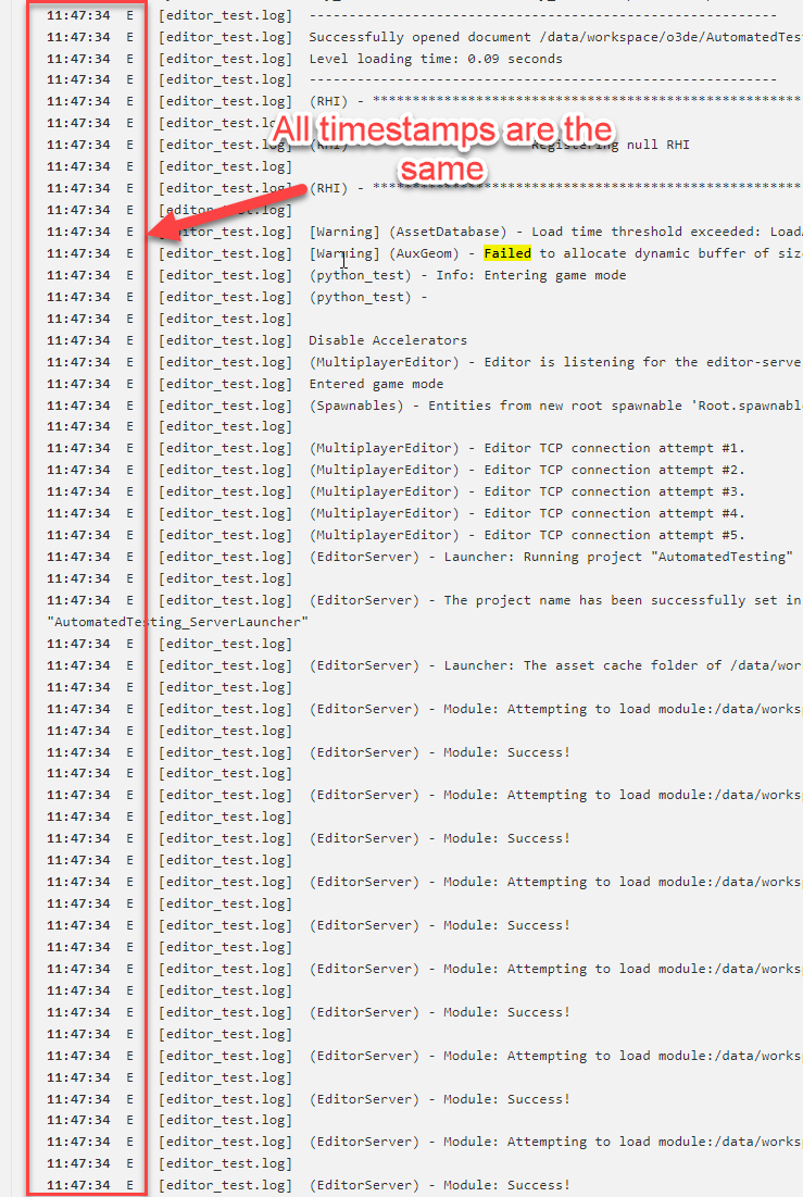 AR Bug Report: editor_test.log Wrong Time Stamp · Issue #13913 · o3de ...