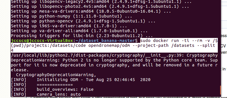 OpenSfM Kmeans error running --split 4 on the banana dataset. · Issue ...
