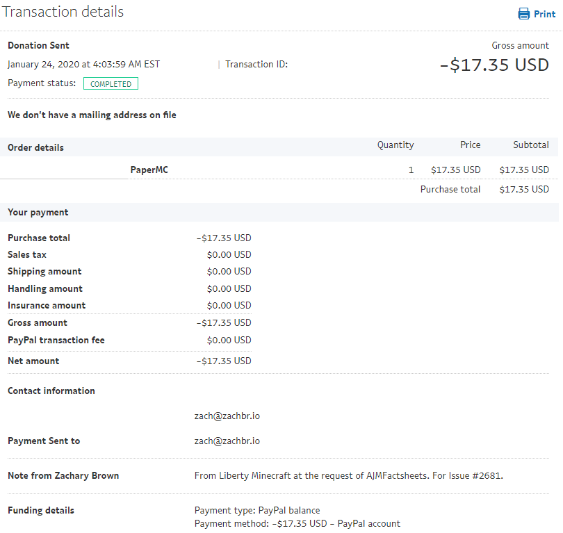 Vanish item fix - Donation to Paper on behalf of AJMFactsheets