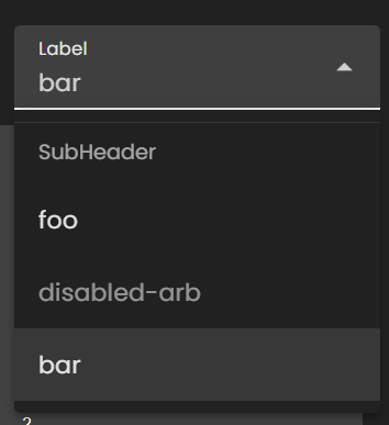 [Bug Report][3.1.6] v-select "header", "divider", and "disabled ...