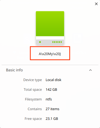 BUG : partition property window showing \x20 instead of spaces · Issue ...