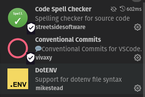 Extension list with verified badges