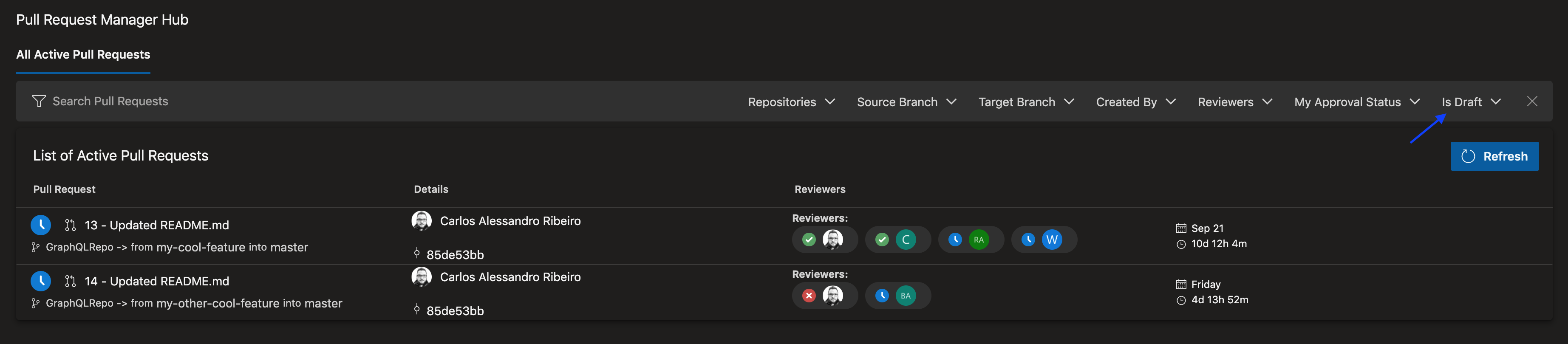 Ability to Filter our Draft PRs on Azure DevOps · Issue 28 · cribeiro84/azuredevopspull
