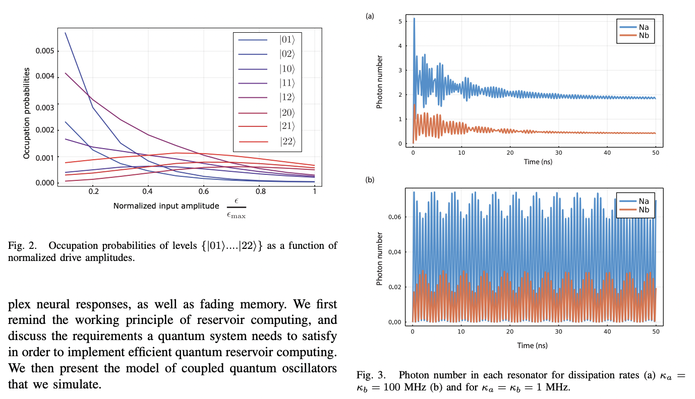 Coherently coupled quantum oscillators for quantum reservoir computing ...