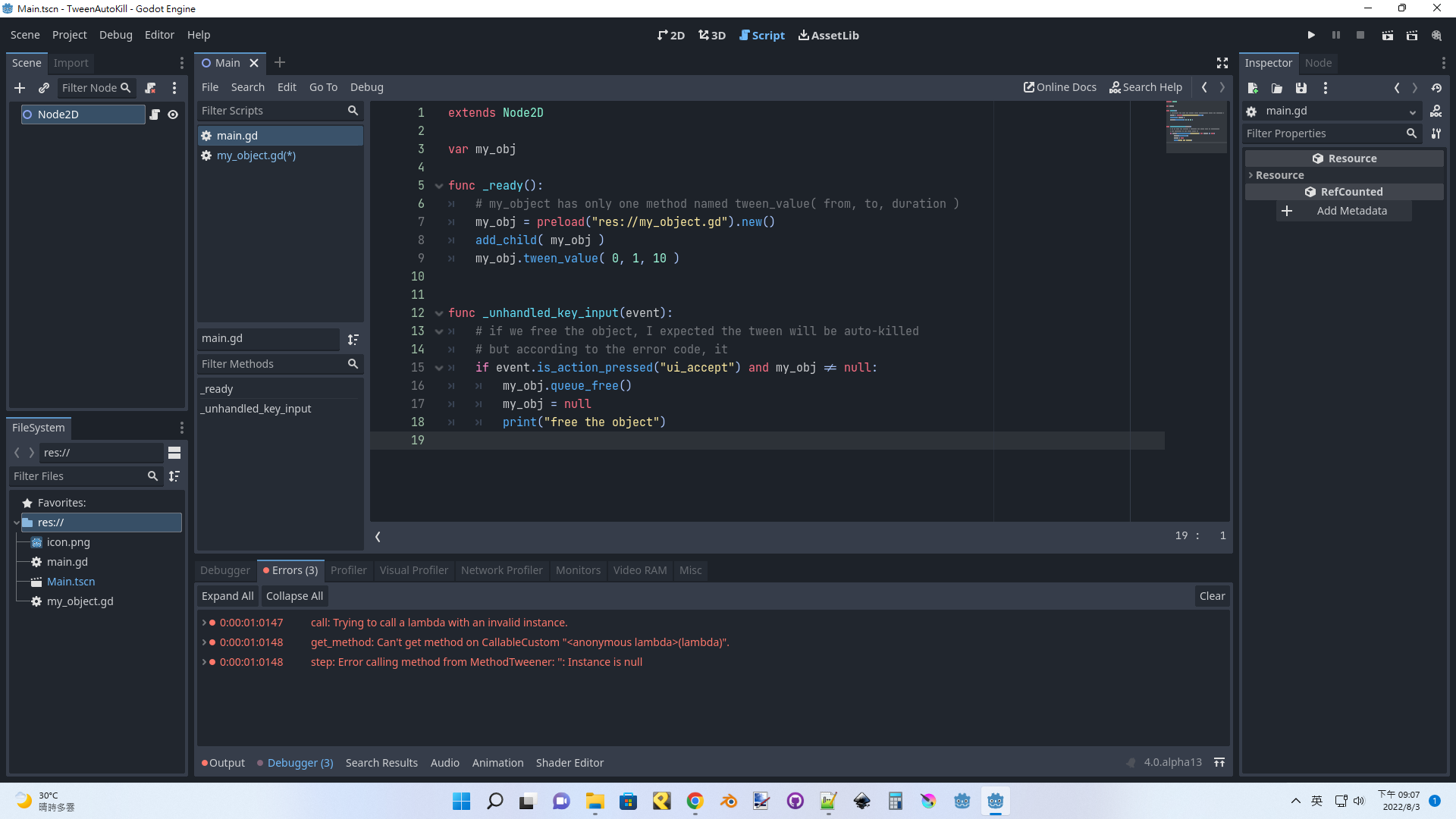 [Tween 4.0] tween sometimes does not autokill correctly during object's