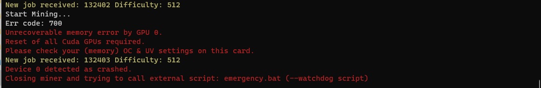 Unrecoverable memory error by GPU 0. Reset of all Cuda GPUs required ...
