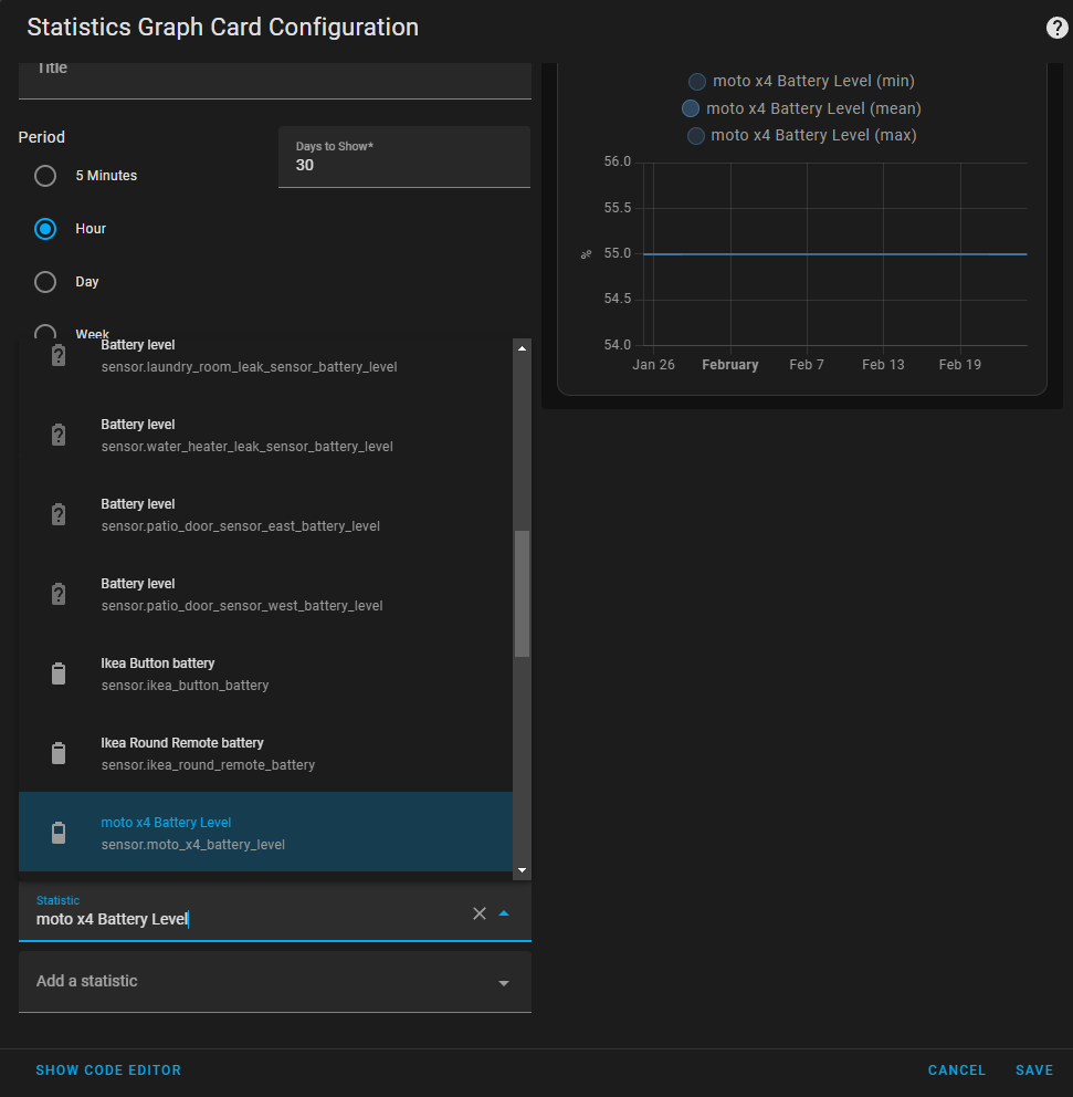 Statistics Graph Card Entity Picker not showing entities after clearing ...
